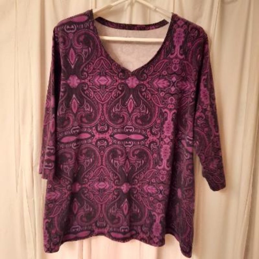 Catherine's Purple & Black Tee 1X